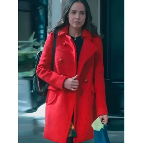 Sofia Carson The Life List 2025 Red Wool Coat
